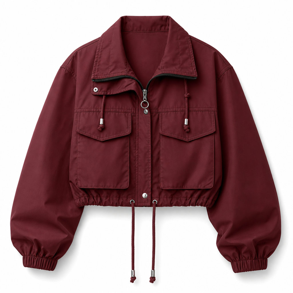 🔥 50% de réduction 🔥Coupe-vent femme à fermeture éclair courte et couleur unie, manteau d'automne