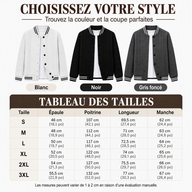 🎁Soldes ! Prix cassés🌍Blouson de baseball décontracté en jacquard pour homme