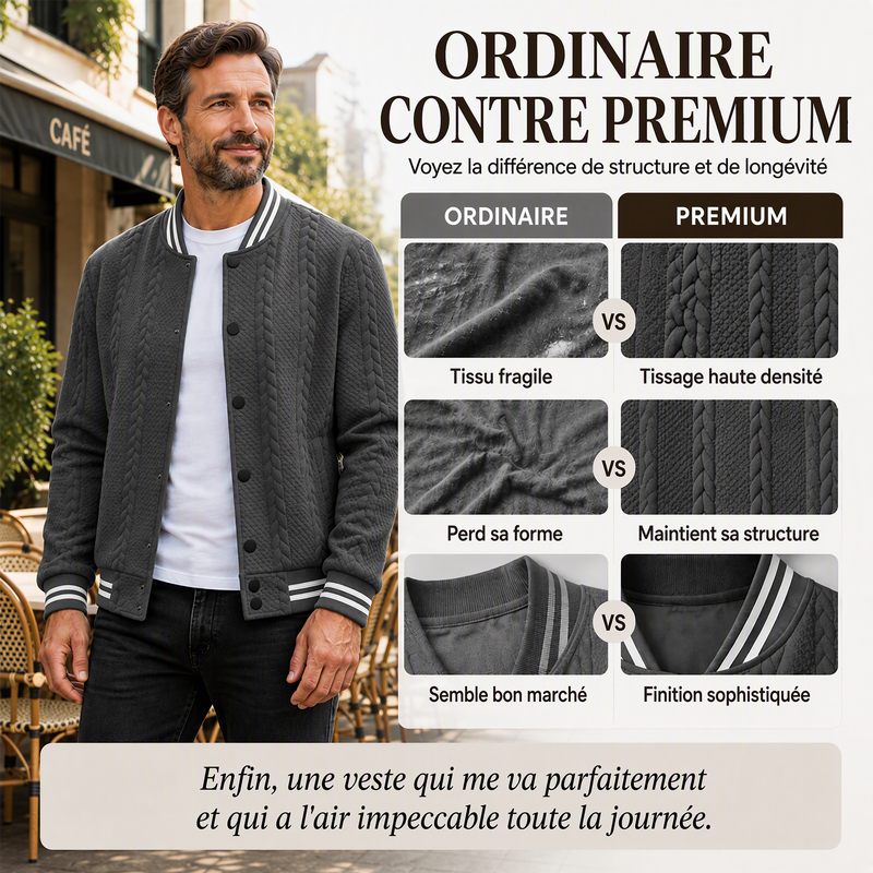 🎁Soldes ! Prix cassés🌍Blouson de baseball décontracté en jacquard pour homme