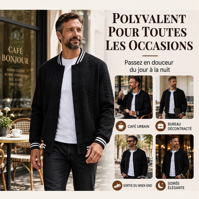 🎁Soldes ! Prix cassés🌍Blouson de baseball décontracté en jacquard pour homme