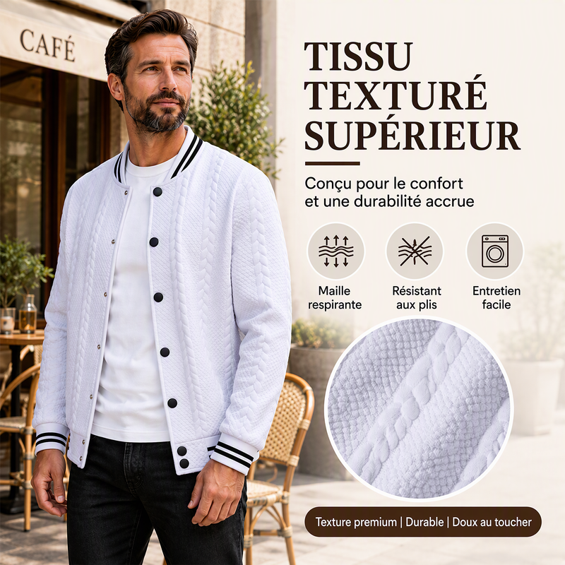 🎁Soldes ! Prix cassés🌍Blouson de baseball décontracté en jacquard pour homme