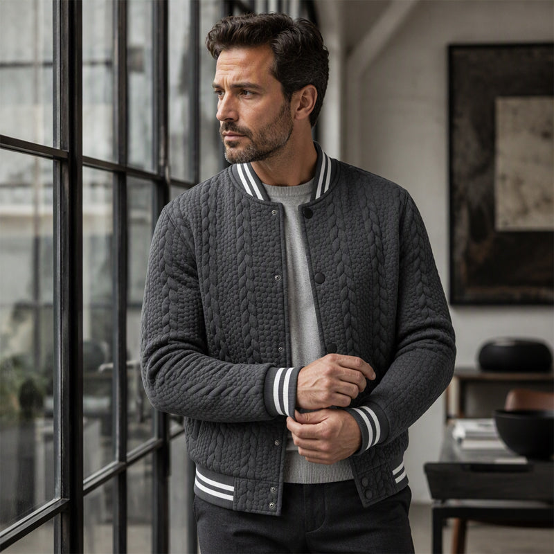 🎁Soldes ! Prix cassés🌍Blouson de baseball décontracté en jacquard pour homme