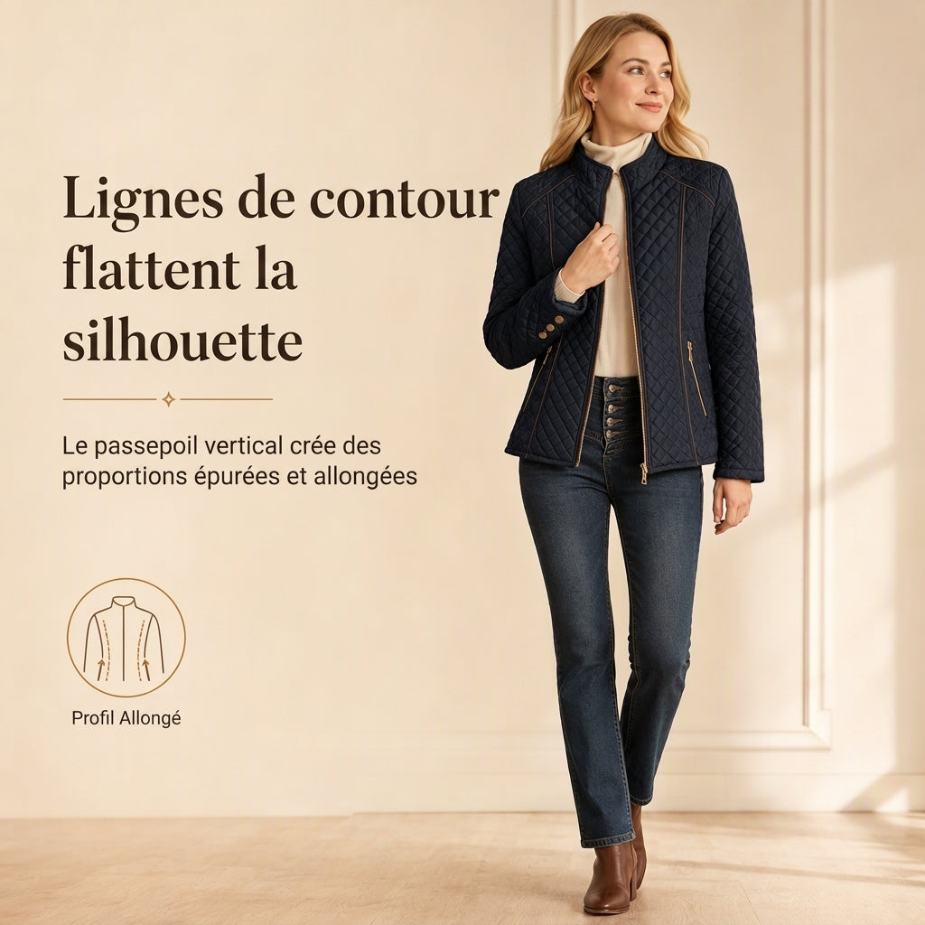 Manteau matelassé léger pour femme, avec col montant et fermeture éclair, adapté au printemps et à l'hiver