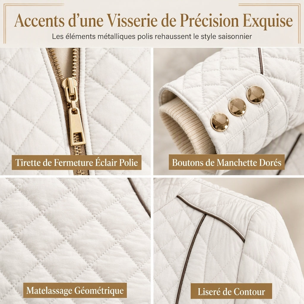 Manteau matelassé léger pour femme, avec col montant et fermeture éclair, adapté au printemps et à l'hiver