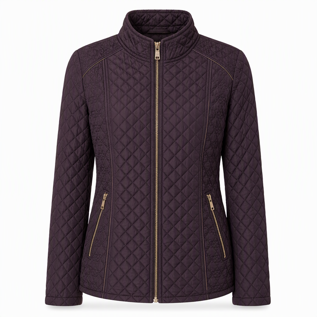 Manteau matelassé léger pour femme, avec col montant et fermeture éclair, adapté au printemps et à l'hiver