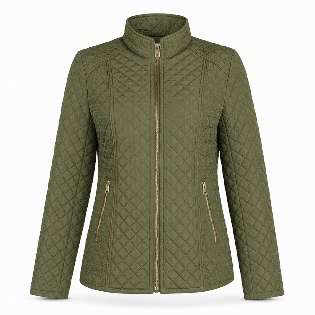 Manteau matelassé léger pour femme, avec col montant et fermeture éclair, adapté au printemps et à l'hiver