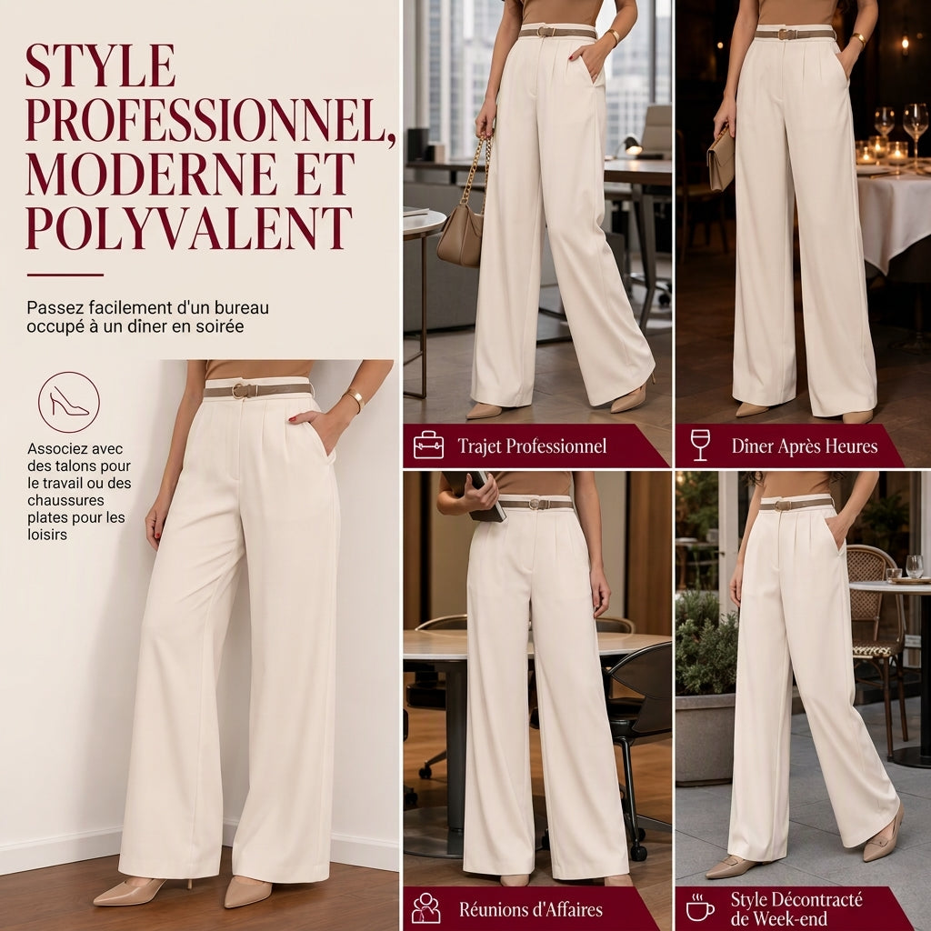 🔥 50% de réduction 🔥Pantalon de ville décontracté à larges jambes pour femmes, pantalon long pour automne-hiver