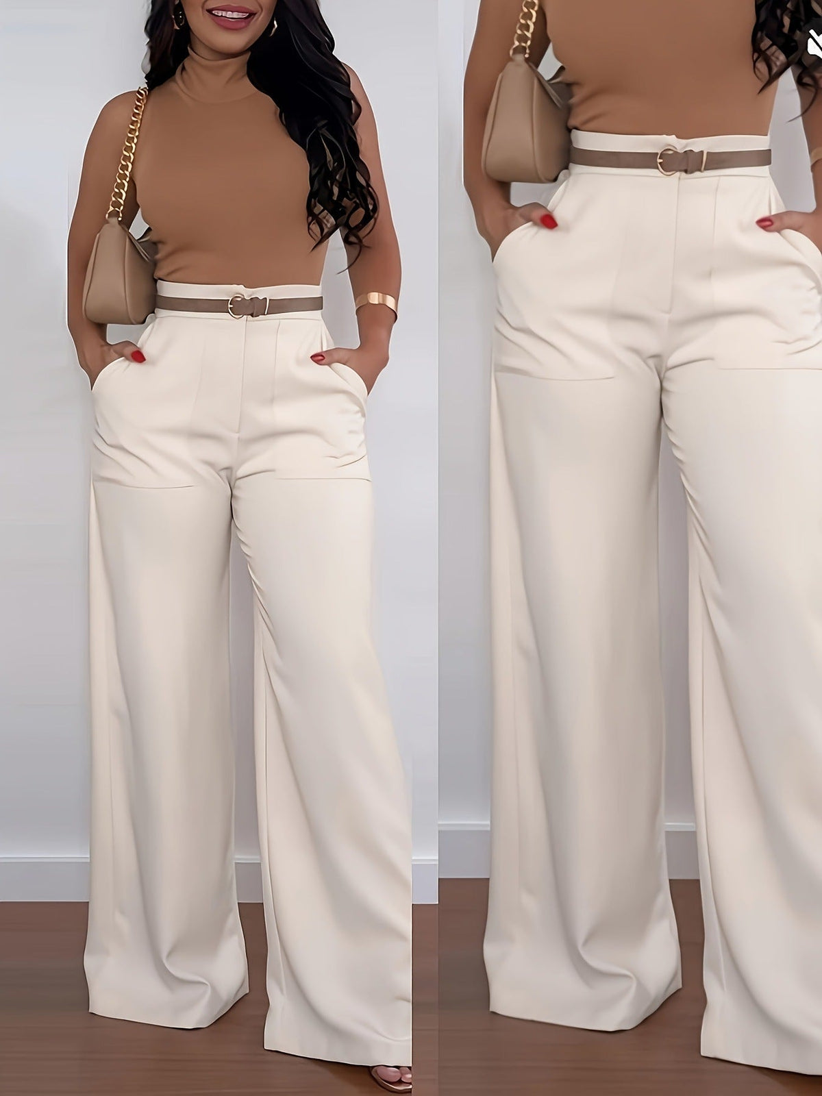 🔥 50% de réduction 🔥Pantalon de ville décontracté à larges jambes pour femmes, pantalon long pour automne-hiver
