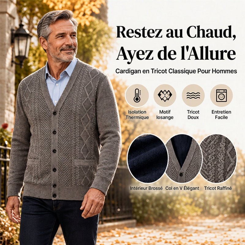 Cardigan Chaud Classique pour Homme