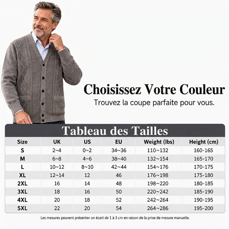 Cardigan Chaud Classique pour Homme