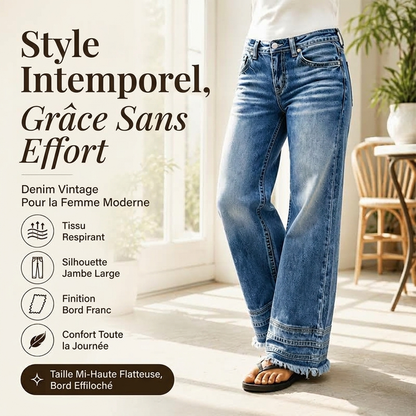 Jean large vintage pour femme avec ourlet effiloché
