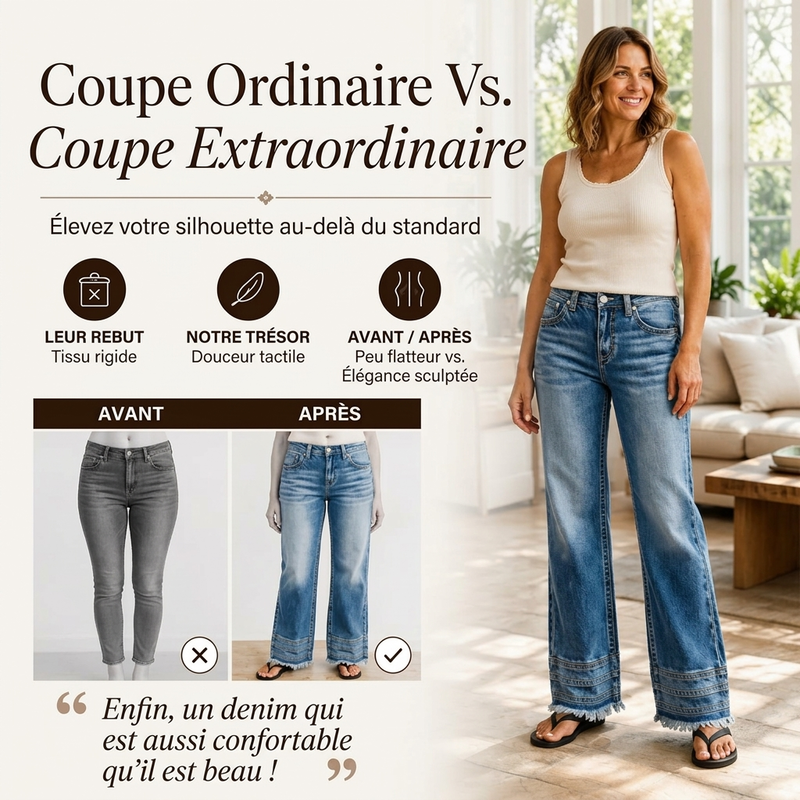 Jean large vintage pour femme avec ourlet effiloché