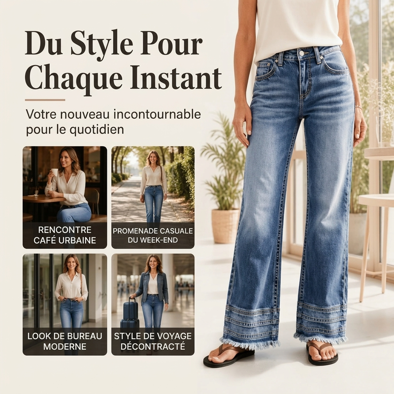 Jean large vintage pour femme avec ourlet effiloché