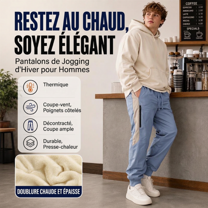 Pantalon thermique coupe-vent pour homme avec poignets élastiques