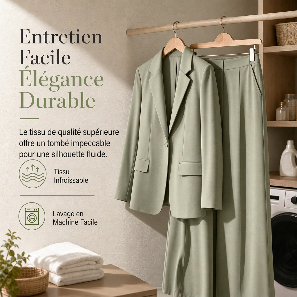 Ensemble deux pièces élégant avec blazer cintré et pantalon large décontracté