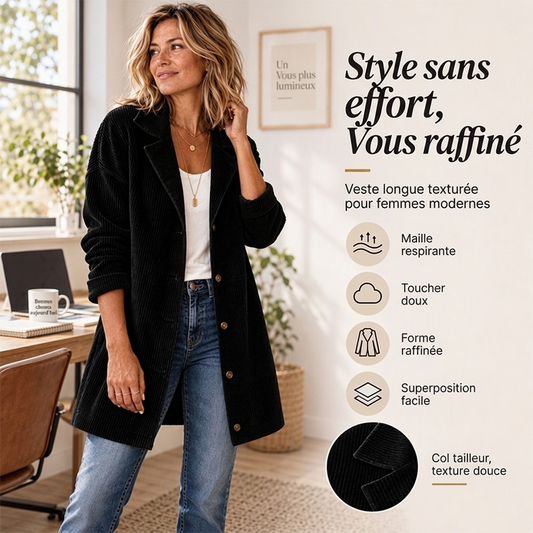 Veste décontractée en velours côtelé à boutons pour femmes