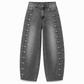 Jeans rétro taille haute pour femme à jambe courbe
