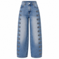Jeans rétro taille haute pour femme à jambe courbe