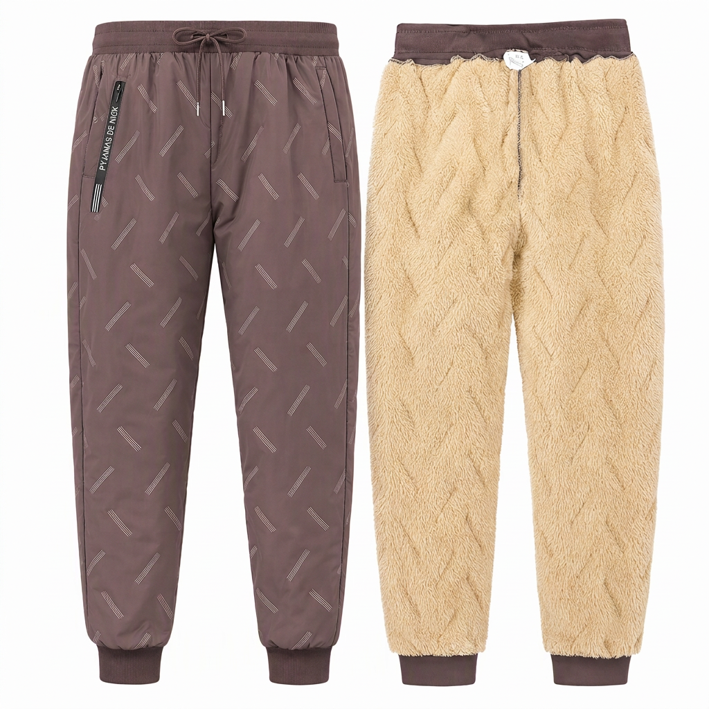 Jogging unisex ample en molleton sherpa doublé, pantalon décontracté chaud pour l'hiver avec poches zippées