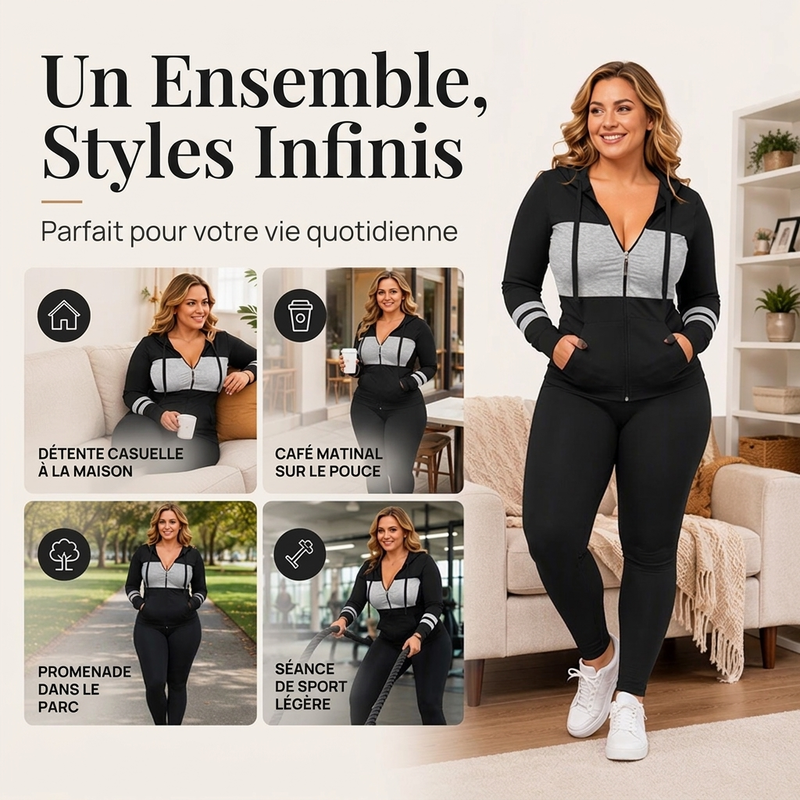 Ensemble 2 pièces sweat à capuche et pantalon pour femmes