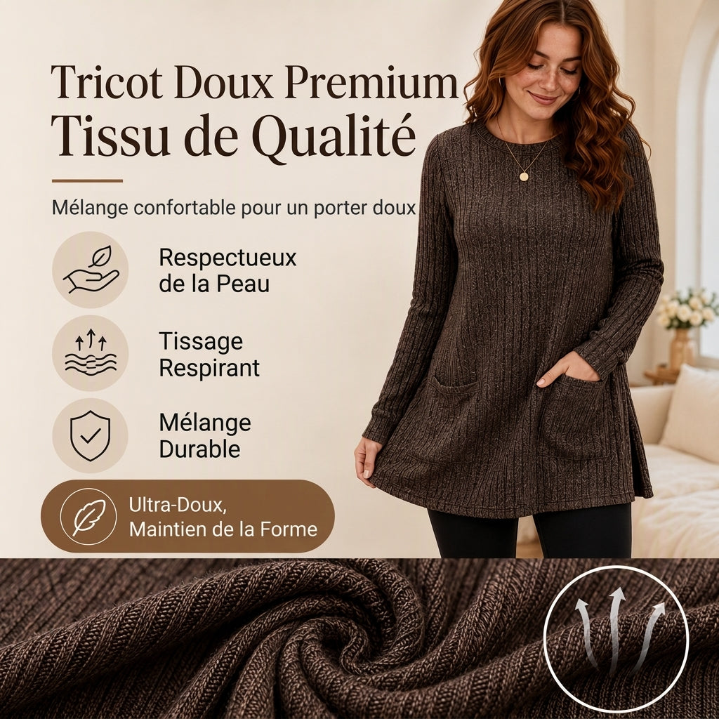 👜 -50 % sur toute la mode femme ! ✨Haut en maille côtelée mi-long confortable pour femme