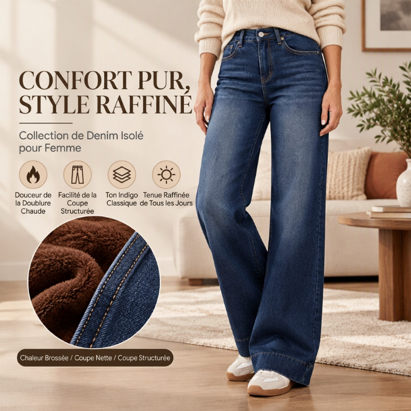 👜 -50 % sur toute la mode femme ! ✨Jeans thermiques à taille haute et jambe large pour femme