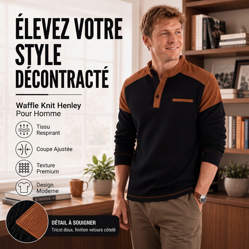 Sweat à col montant en maille gaufrée pour homme