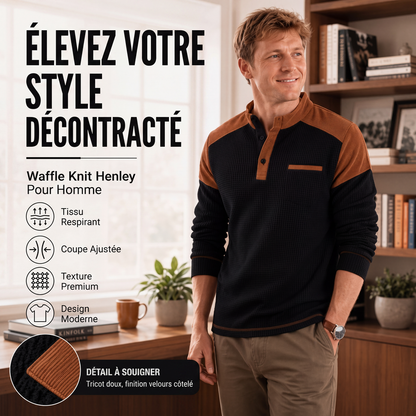 Sweat à col montant en maille gaufrée pour homme