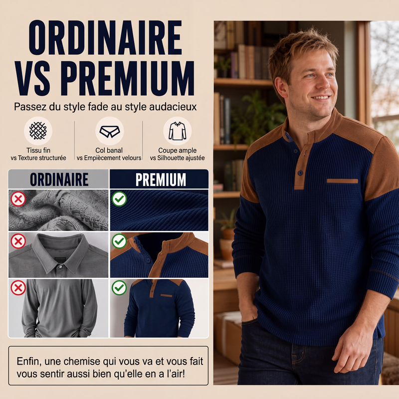 Sweat à col montant en maille gaufrée pour homme