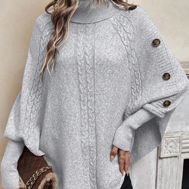 👜 -50 % sur toute la mode femme ! ✨✨Pull-cape élégant pour femme, à col montant et ourlet asymétrique