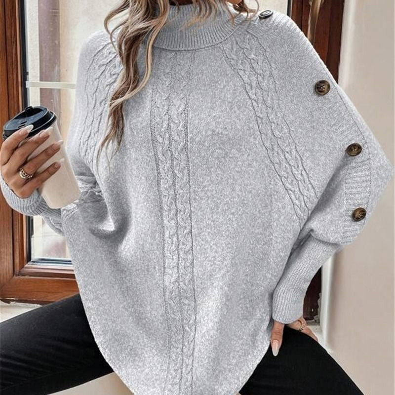 👜 -50 % sur toute la mode femme ! ✨✨Pull-cape élégant pour femme, à col montant et ourlet asymétrique