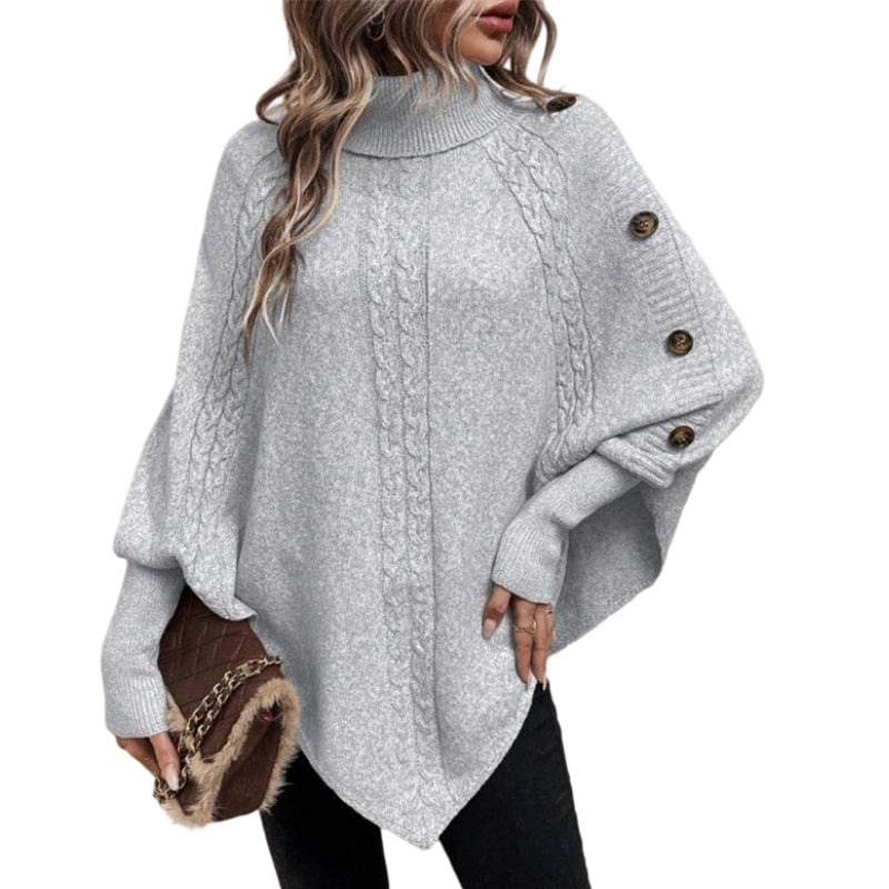 👜 -50 % sur toute la mode femme ! ✨✨Pull-cape élégant pour femme, à col montant et ourlet asymétrique