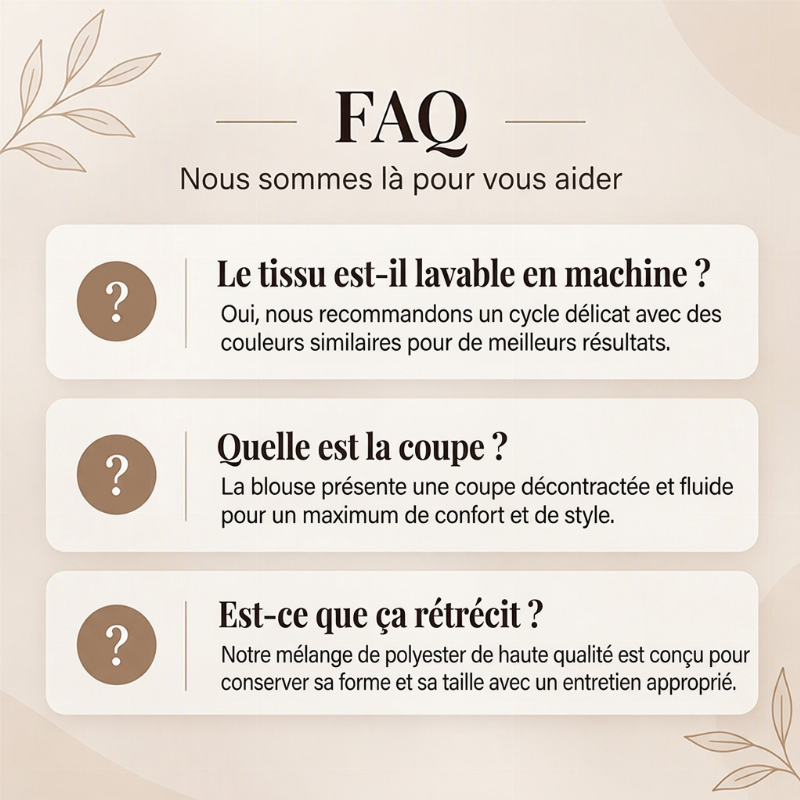 Haut élégant pour femme avec col rond et poignets smockés