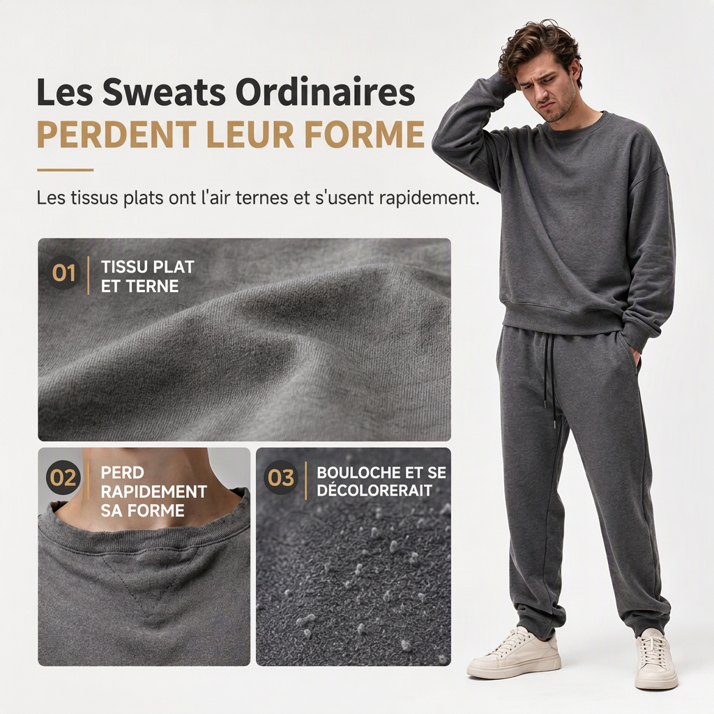 Ensemble de survêtement 2 pièces en jacquard pour homme, sweat à capuche et pantalon de survêtement décontractés pour automne-hiver