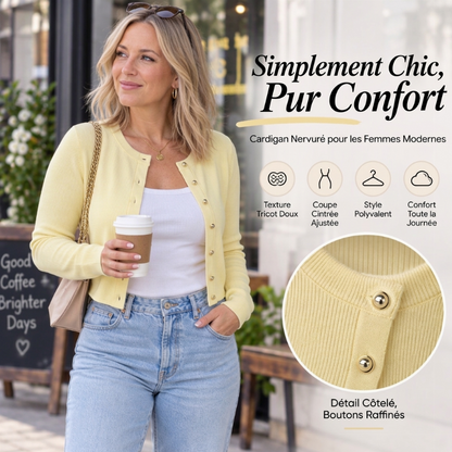 Cardigan en maille à boutons pour femme, manches longues