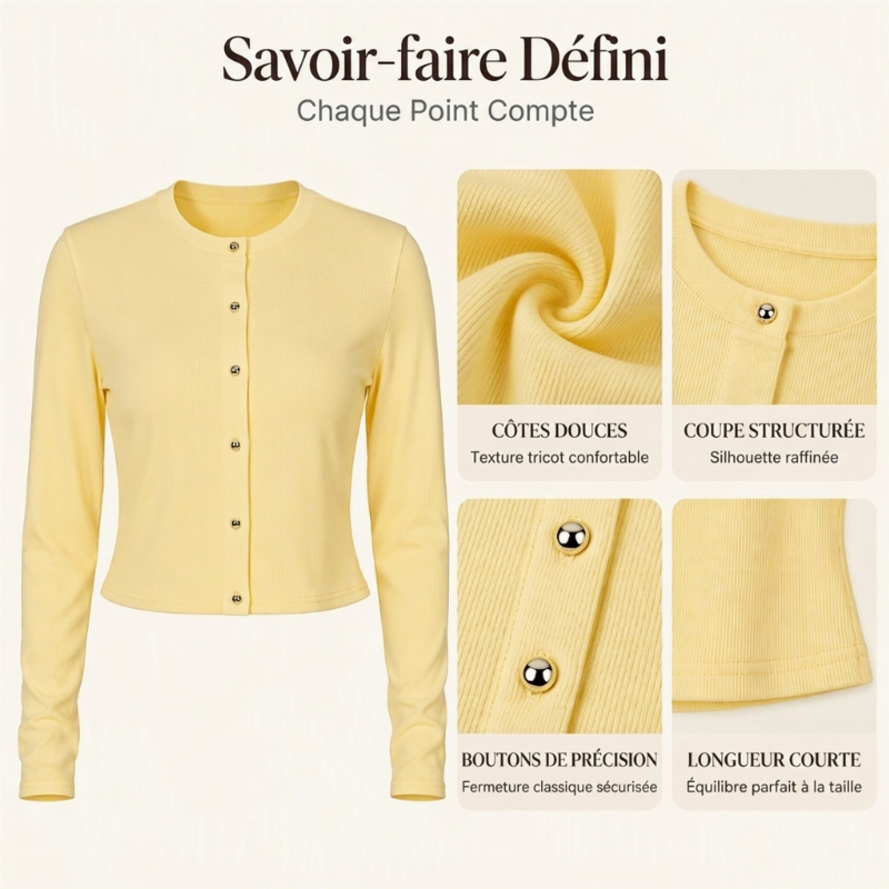 Cardigan en maille à boutons pour femme, manches longues