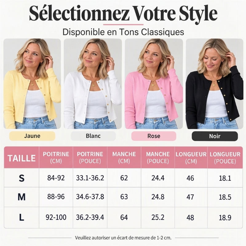 Cardigan en maille à boutons pour femme, manches longues
