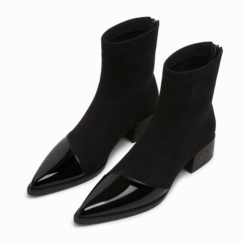 Bottines à bout pointu de style français pour femme, coupe ajustée, bottines courtes élégantes pour le printemps et l'automne