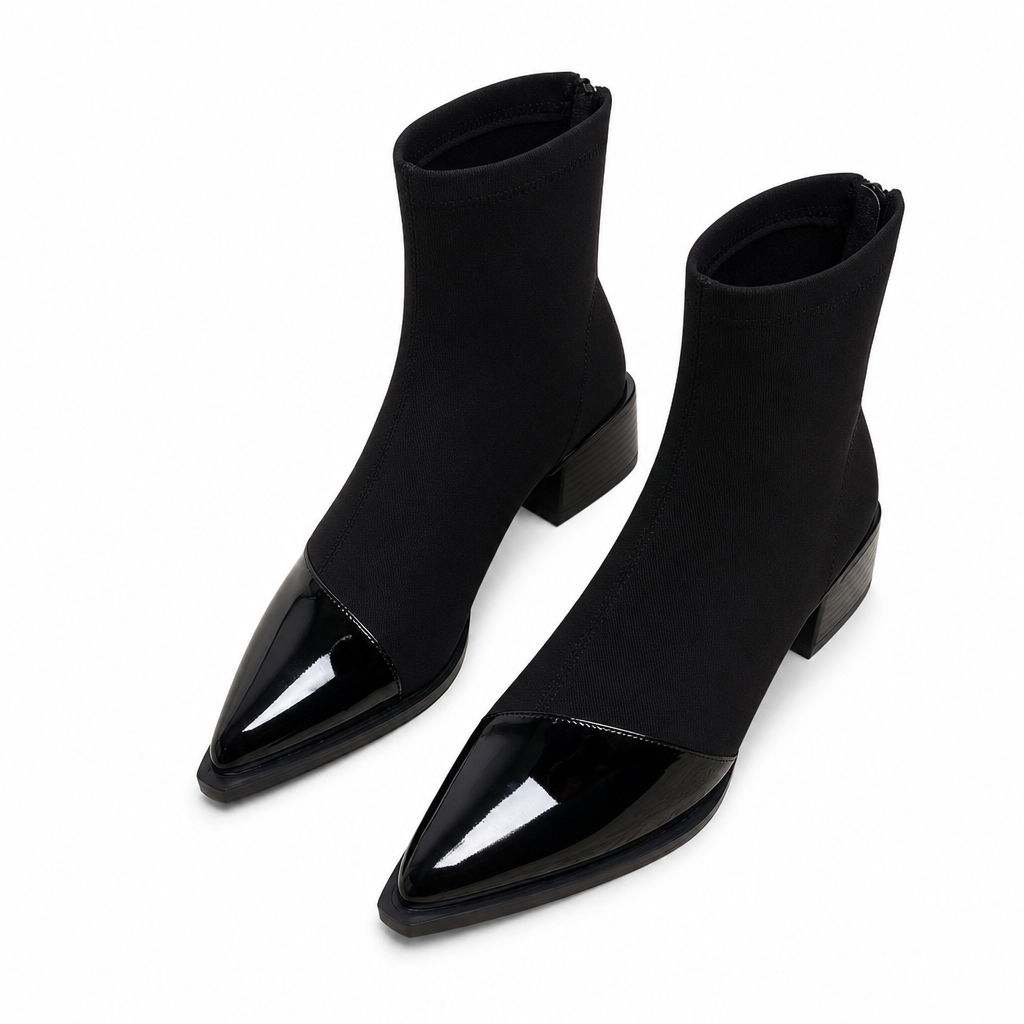 Bottines à bout pointu de style français pour femme, coupe ajustée, bottines courtes élégantes pour le printemps et l'automne
