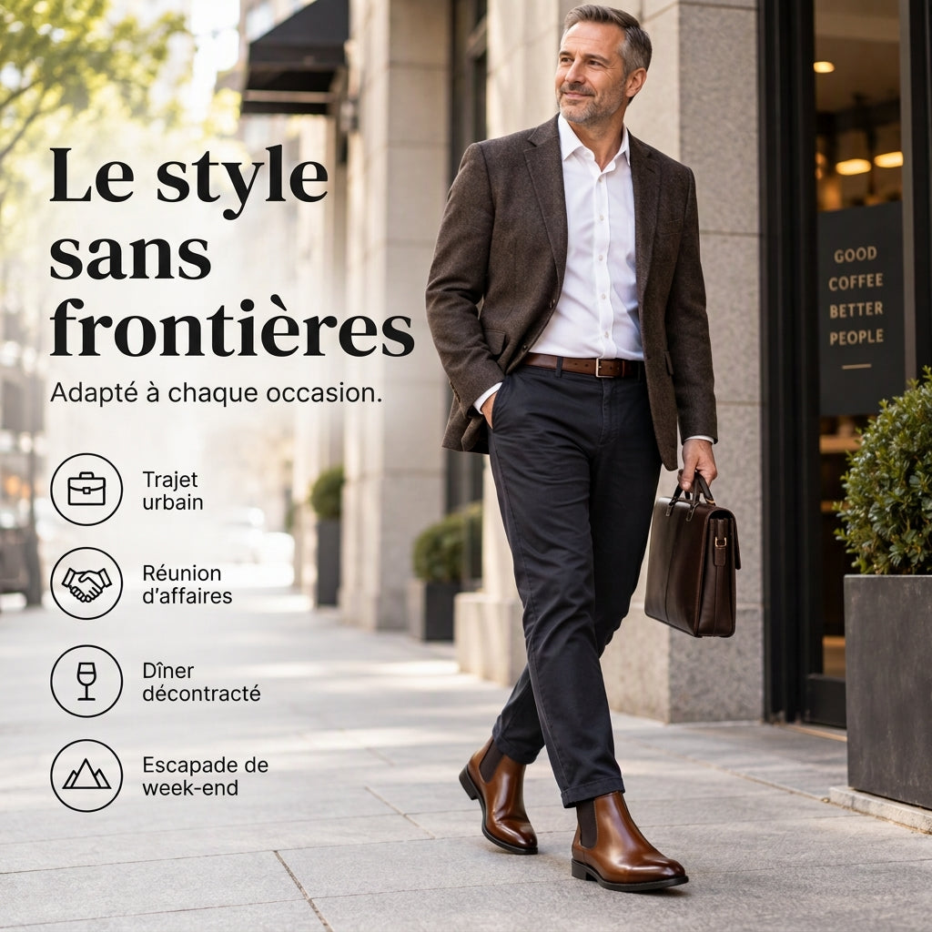 Bottines Chelsea en cuir PU pour hommes