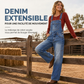 Salopette en denim extensible pour femme, pantalon à jambes larges avec bretelles réglables