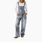 Salopette en denim extensible pour femme, pantalon à jambes larges avec bretelles réglables