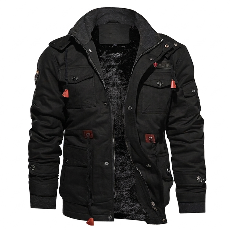 Veste d'hiver thermique pour hommes avec capuche amovible