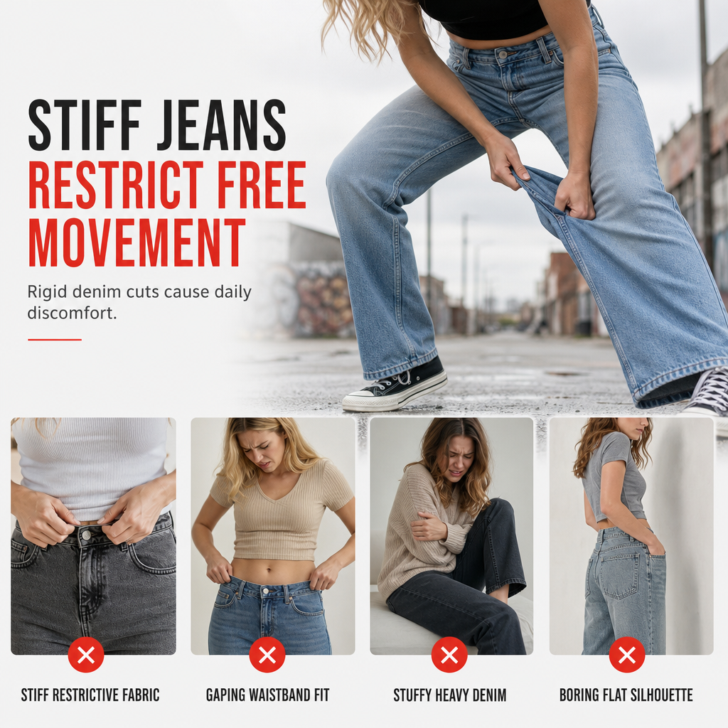 Jean en denim déchiré à taille haute et jambe large pour femme, pantalon droit détressé