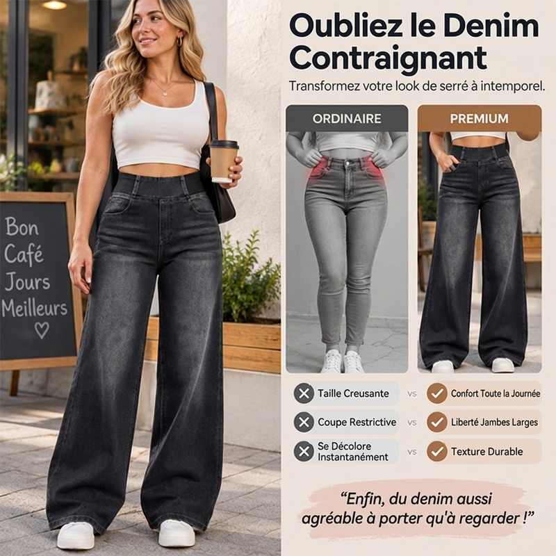 Jean décontracté évasé extensible pour femme