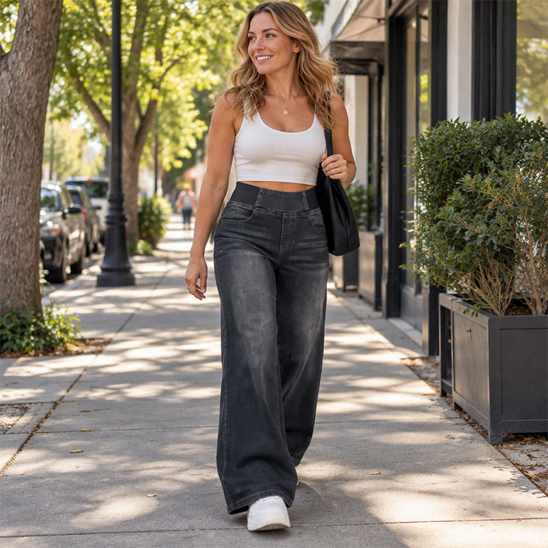 Jean décontracté évasé extensible pour femme