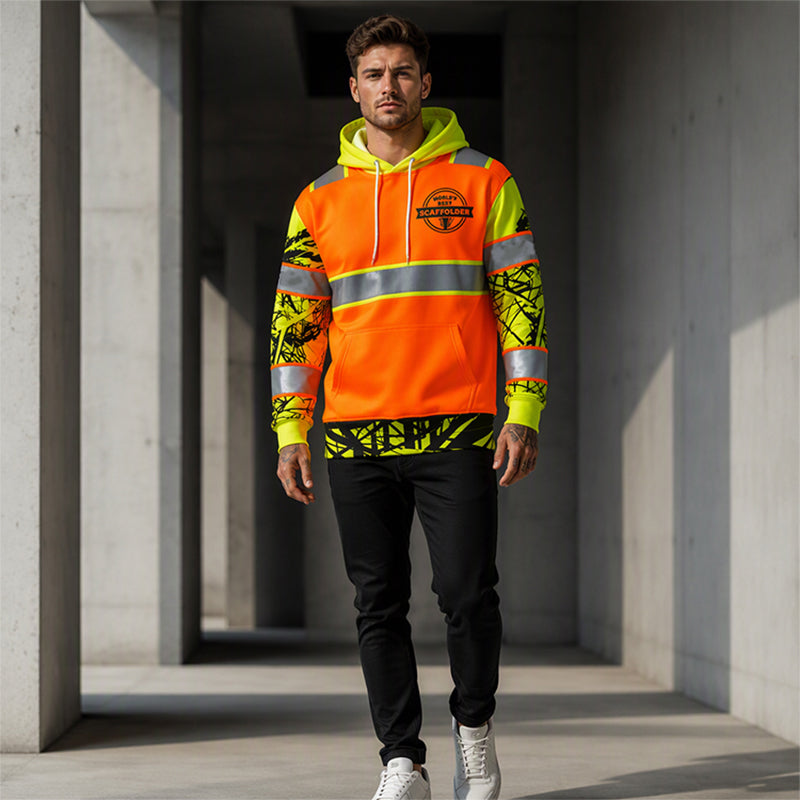 Sweat-shirt à capuche réfléchissant haute visibilité pour homme