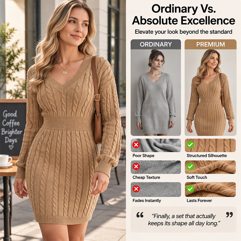 Robe Pull Moulante Élégante en Tricot torsadé pour Femme