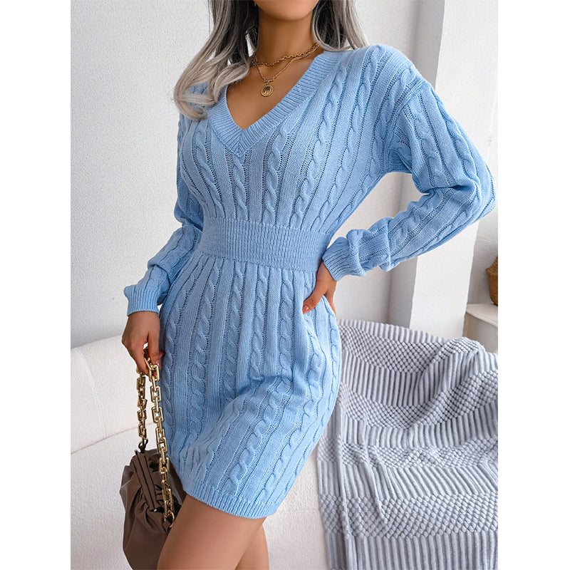Robe Pull Moulante Élégante en Tricot torsadé pour Femme