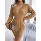 Robe Pull Moulante Élégante en Tricot torsadé pour Femme